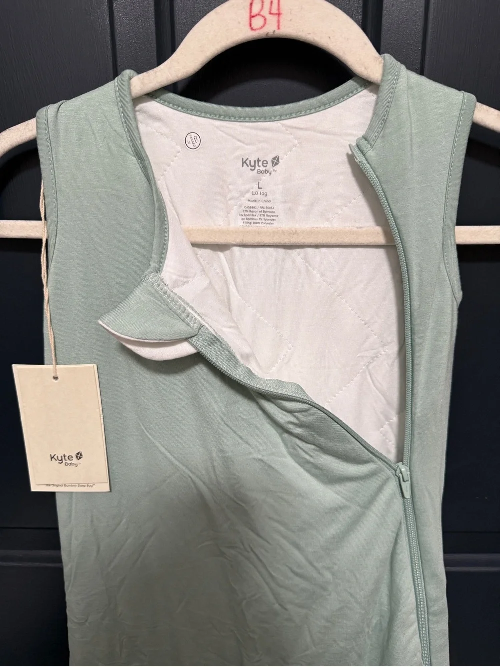 KYTE BABY Sage Green Zip-Front bamboo sleep sack 1.0 Tog